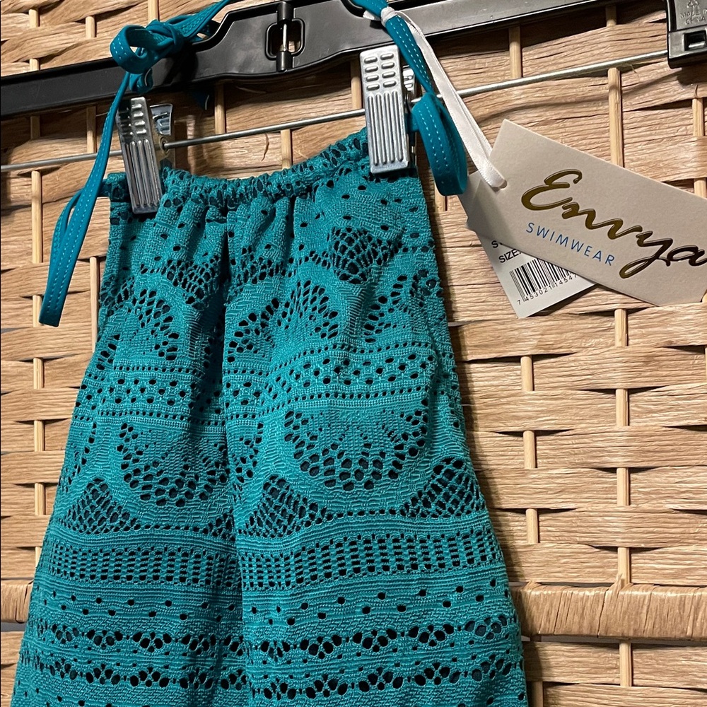Envy Swimwear Teal Crochet Swim Suit